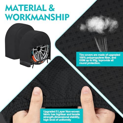 K-Musculo RV Tire Covers 2-Pack, 5 Layer Nonwoven Waterproof Wheel Covers - Image 2