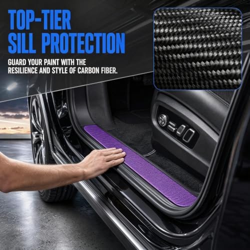 Door Sill Protector 4PCS, Carbon Fiber Anti-Scratch Door Entry Guard, - Image 4