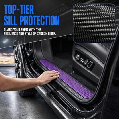 Door Sill Protector 4PCS, Carbon Fiber Anti-Scratch Door Entry Guard, - Image 4