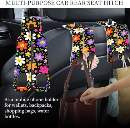 PU Leather Car Seat Hook, Storage Headrest Hanger, Cute Car Backseat Organizer - Image 3