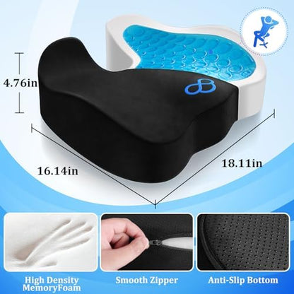 CushyOasis Seat Cushion, Gel Memory Foam Office Chair Cushions - Image 5