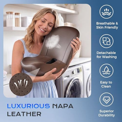 Coverado Car Seat Cushion and Lumbar Support Pillow One Piece, Napa Leather - Image 6