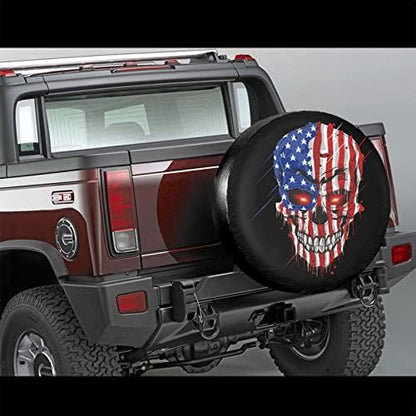 American Flag Skull Patriotic Spare Tire Cover, Universal Wheel Tire Cover - Image 3