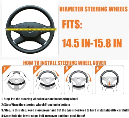 BESULEN 15 Inch Steering Wheel Cover Soft Leather Protector Black/Red - Image 2