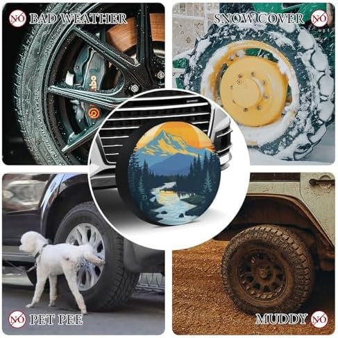 Camping Spare Tire Cover 15 Inch Mountain Adventure Universal Wheel Tire Cover - Image 7