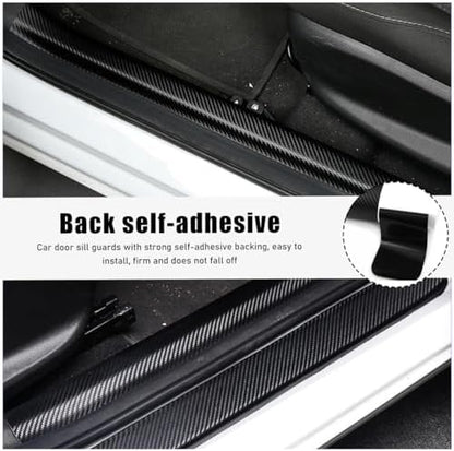 povtii 4 PCS Car Door Sill Protector, Anti-Scratch 5D Carbon Fiber Textured - Image 3