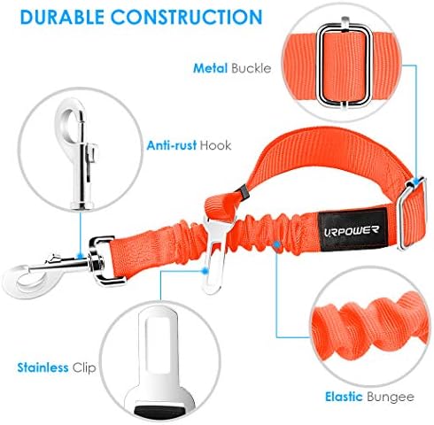 URPOWER 2 Pack Dog Seat Belt, Retractable Dog Car Harness Adjustable Pet Safety - Image 2