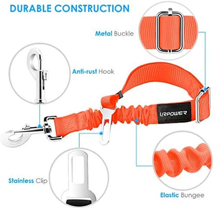 URPOWER 2 Pack Dog Seat Belt, Retractable Dog Car Harness Adjustable Pet Safety - Image 2