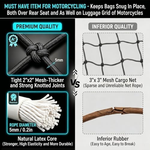 Hitro 2 Pack Small Motorcycle Cargo Net 15"x15" Bungee Net - Image 4