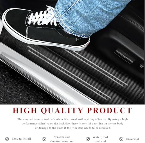 9 PCS Car Door Sill Protector, Anti-Scratch Carbon Fiber Car Door Entry Guards - Image 6