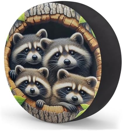 Rv Spare Tire Cover Wheel Funny Animal Raccoon Tire Covers Wheel Protectors - Image 2