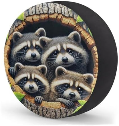 Rv Spare Tire Cover Wheel Funny Animal Raccoon Tire Covers Wheel Protectors - Image 2
