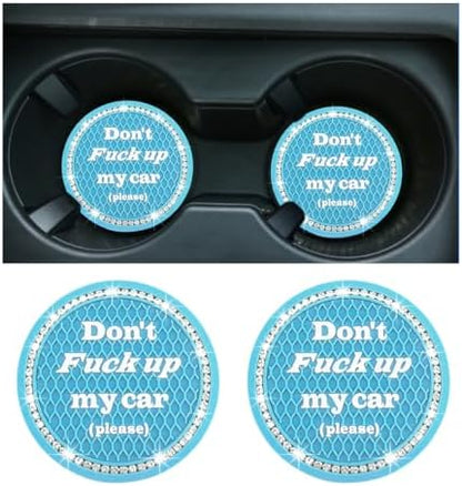 2 PCS Bling Car Cup Coaster, 2.75 Inch Anti-Slip Cup Holder Insert Coasters by Sylvil