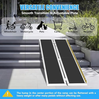 8FT Portable Wheelchair Ramp, Non-Slip Aluminum Folding Handicap Ramp, 600 LBS - Image 3