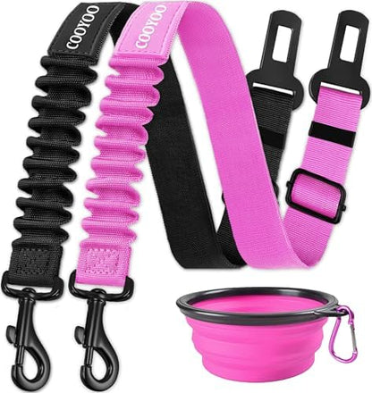 COOYOO Dog Seat Belt, 3 Piece Set Retractable Dog Car Adjustable Seatbelts by COOYOO