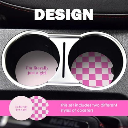 Car Cup Coasters 2-in-1 Style Set, 2.75-Inch Checkered Cup Holder Coasters - Image 3