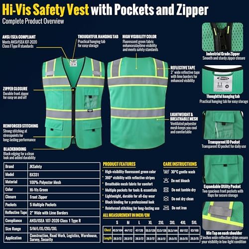 JKSafety Safety Vest for Men Women Hi Vis Relfective Vest - Image 4