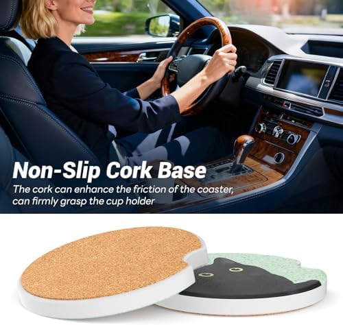 Car Cup Holder Ceramic Coasters 2 Pack, 2.56 in Anti Slip Absorbent Coaster - Image 6