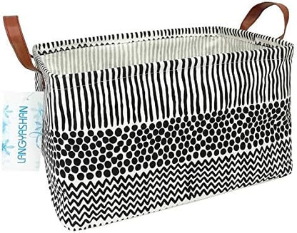 Rectangular Collapsible Storage Basket Nursery Organizer Black Line by LANGYASHAN