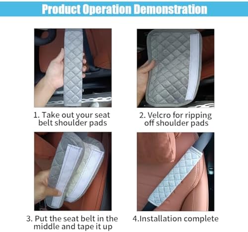 JOYCOURT 2PCS Universal Car Seatbelt Pad Cover, Long Crystal Velvet Shoulder - Image 6