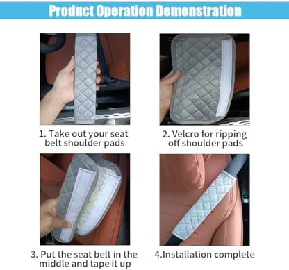 JOYCOURT 2PCS Universal Car Seatbelt Pad Cover, Long Crystal Velvet Shoulder - Image 6