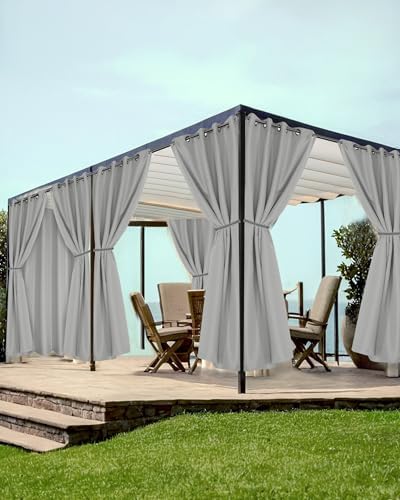 Grommet Outdoor Curtains for Patio Waterproof 8 Pcs 54x84 In Silver Grey by HolidayIdeas