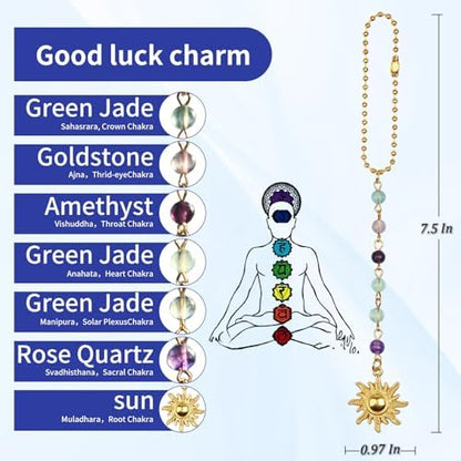 Car Rear View Mirror Accessories Sunny Hanging Ornament, Chakra Rearview Decor - Image 4