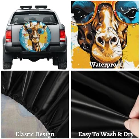 Spare Tire Cover for RV Trailer, Funny Giraffe Tire Covers Universal Fit for - Image 4