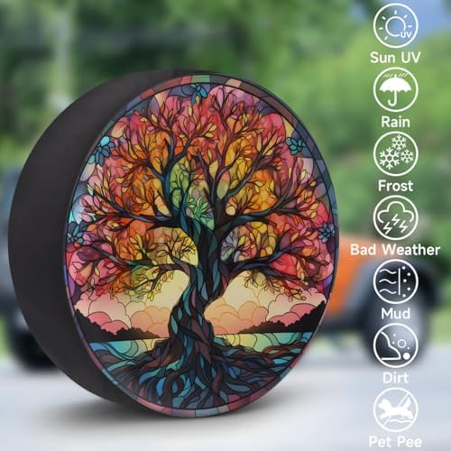 Spare Tire Cover for RV Trailer, Glass Tree Tire Covers Universal Fit for - Image 3