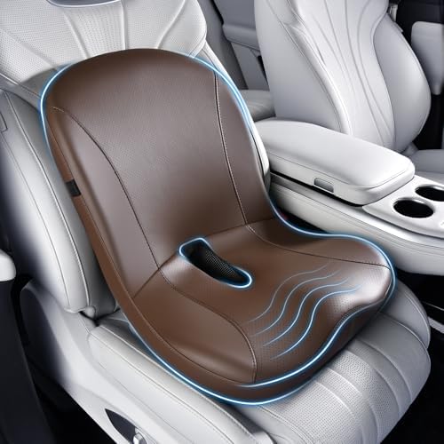 Coverado Car Seat Cushion and Lumbar Support Pillow One Piece, Napa Leather by COVERADOAUTO