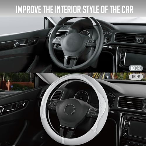 PIC AUTO Steering Wheel Cover, Universal Fit 14.5"–15.5", Soft PU Grain Leather - Image 6