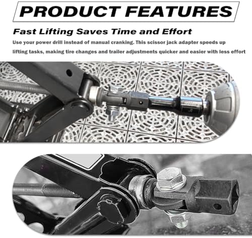 4PCS Steel Scissor Jack Adapter Tool Fits 1/2" Square Drive - Image 4