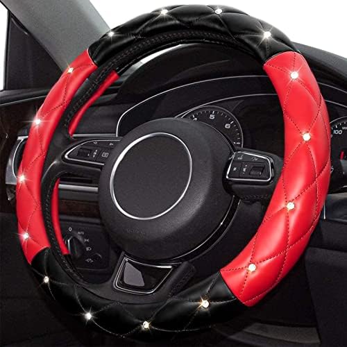 Black Red Steering Wheel Cover, Universal Car Steering Wheel Protector by Xizopucy