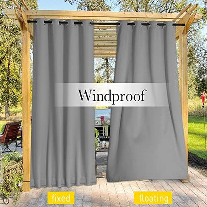 NICETOWN 2 Panels Outdoor Curtains Waterproof W52xL108 Silver Grey - Image 5