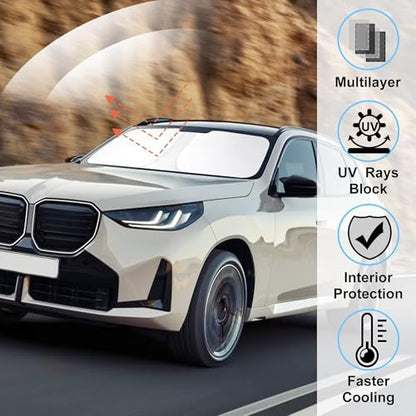 Windshield Sun Shade for 2025 2026 BMW X3 Accessories - Image 2