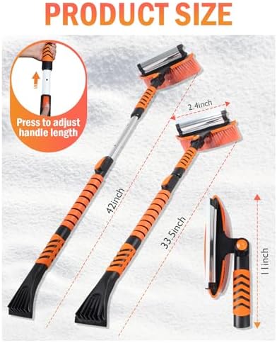 Ice Scrapers for Car Windshield, 180° Pivoting Snow Brush and Ice Scraper for - Image 2