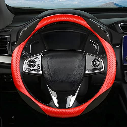 Moly Magnolia 15 Inch Car Steering Wheel Cover, Carbon Red/Black - Image 6