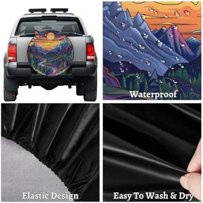 Rv Spare Tire Cover Wheel Mountain Colorful Moon Tire Covers Wheel Protectors - Image 4