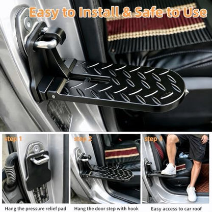 Extended Car Door Step for Roof Access, Foldable Aluminum Alloy - Image 7