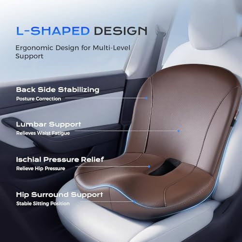 Coverado Car Seat Cushion and Lumbar Support Pillow One Piece, Napa Leather - Image 2