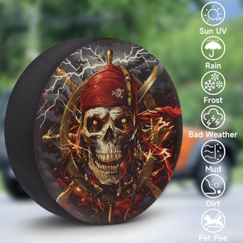 Rv Spare Tire Cover Wheel Pirate Skull Funny Tire Covers Wheel Protectors - Image 3