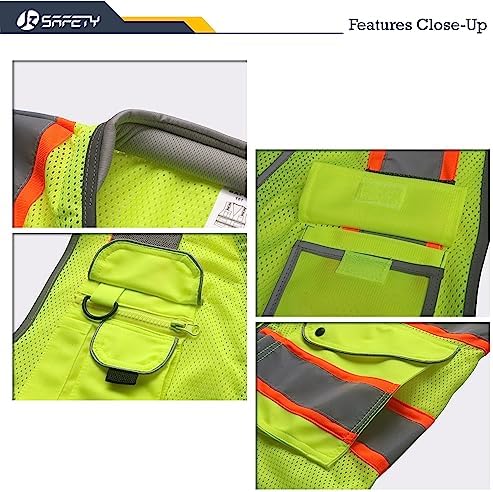 JKSafety Hi Vis Safety Vest for Men Women Cushioned Collar JK101 Yellow 2XL - Image 2