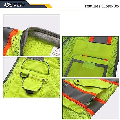 JKSafety Hi Vis Safety Vest for Men Women Cushioned Collar JK101 Yellow M - Image 2