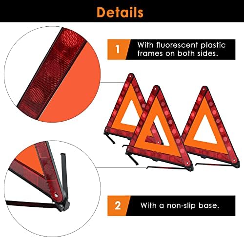 FLKQC Warning Triangles Safety Emergency Kit, Foldable Reflective Kits - Image 3