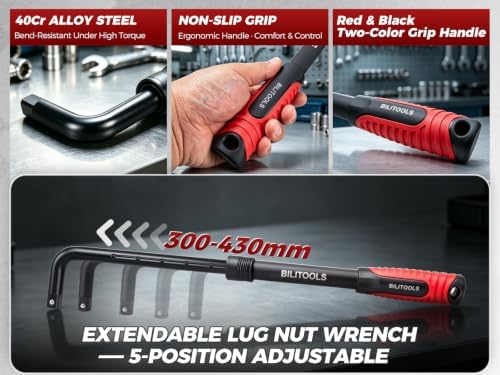 BILITOOLS Telescoping Lug Wrench, Extendable Wheel Wrench - Image 3
