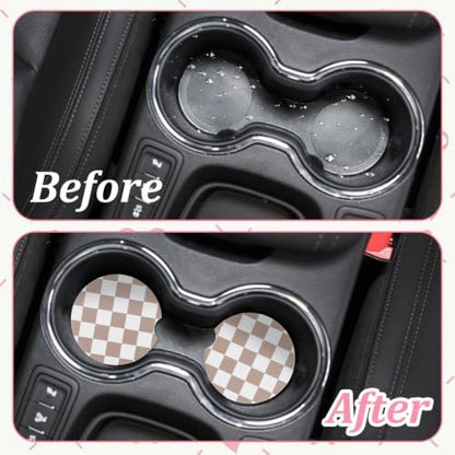 2Pcs Car Coasters for Cup Holders, Absorbent Ceramic Car Cup Coaster - Image 3