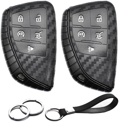 2pcs Compatible with Chevy GMC Key Fob Cover Case Key Chain fit by INFIPAR