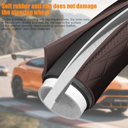 Zpana 14.5-15" Car Steering Wheel Cover, Breathable Soft Leather - Image 3