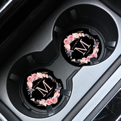 2pcs Letter M Car Coasters, Absorbent Universal neoprener Cup Holder Coasters - Image 2