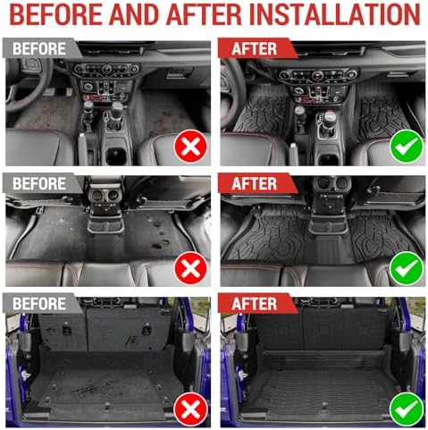 Cargo Mat with Floor Mat Compatible with 2021-2025 Jeep Wrangler JL Unlimited - Image 3